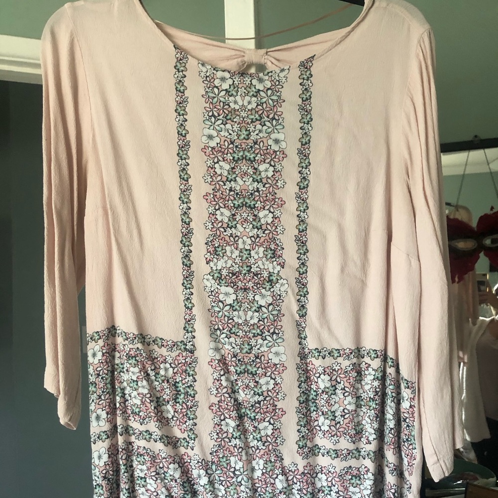 Blush pink blouse with bow detail on back